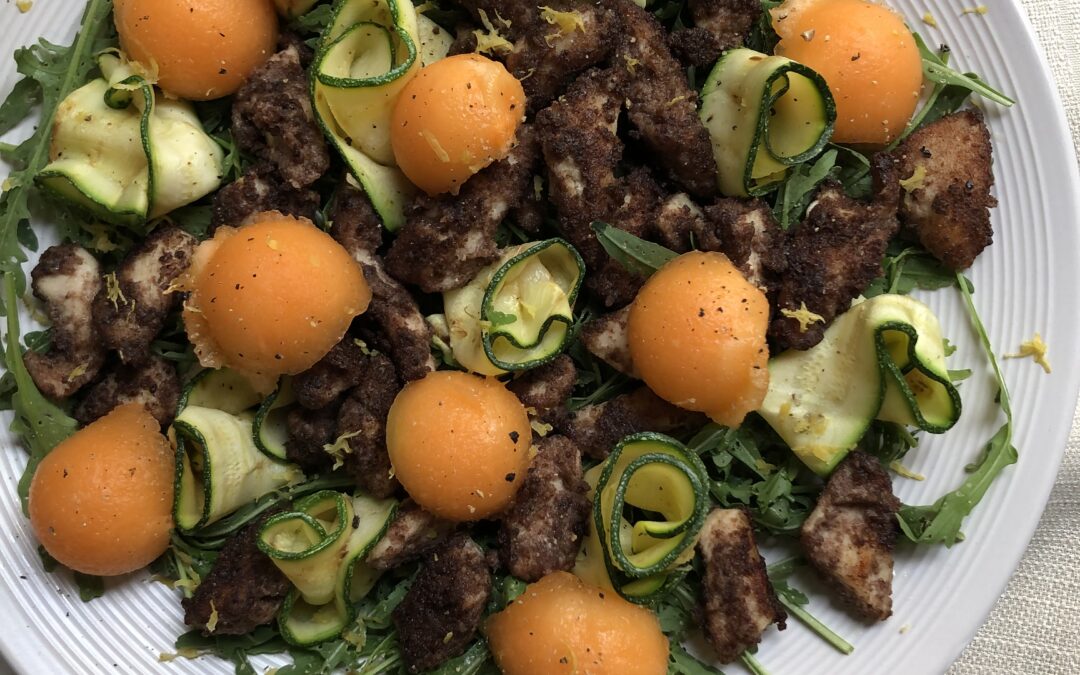 BOCCONCINI DI POLLO CON FARINA DI LINO E MELONE